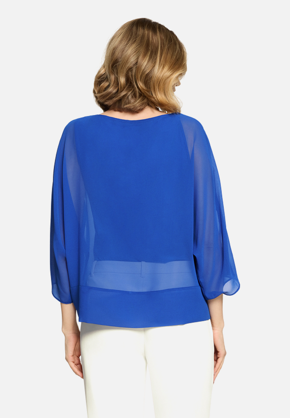 Chiffonbluse unifarben / Modellfoto Rückseite