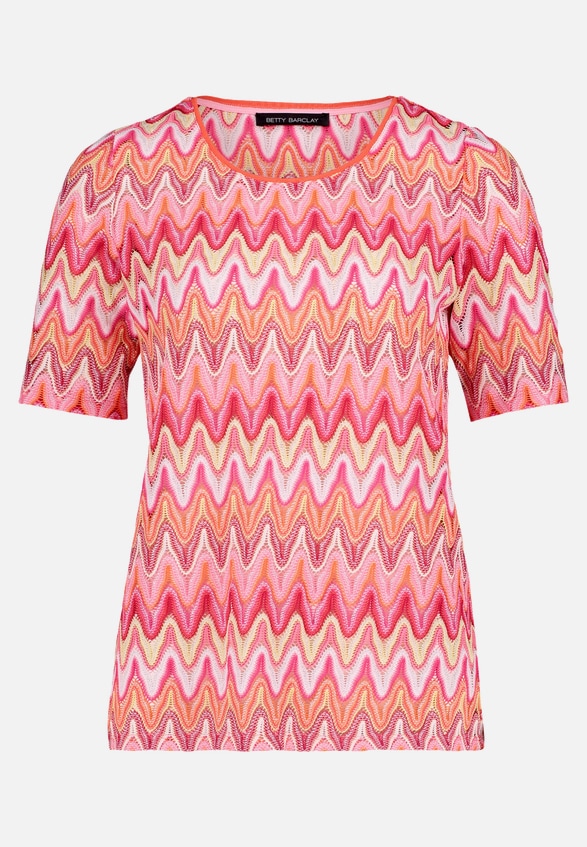 Spitzenshirt mit Rippbündchen / Vorderseite