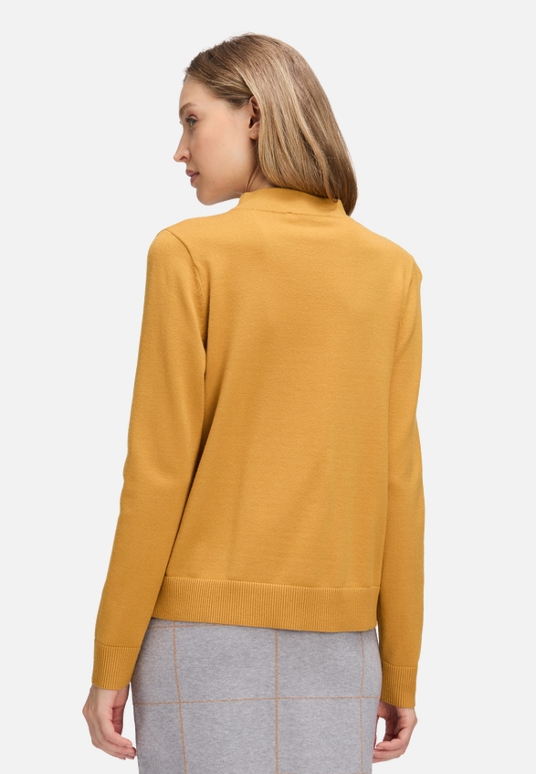 Basic-Strickpullover mit Stehkragen / Modellfoto Rückseite