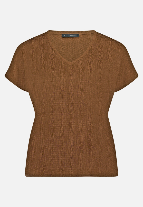 T-Shirt  aus Crêpe-Stoff mit V-Ausschnitt  / Vorderseite