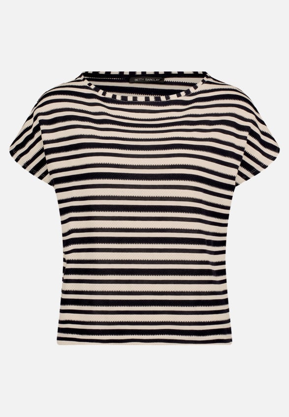 Gestreiftes T-Shirt  mit U-Boot Ausschnitt  / Vorderseite