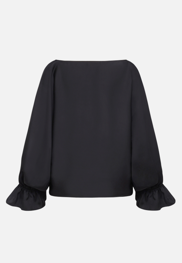 Satin-Bluse mit U-Boot-Ausschnitt / Rückseite