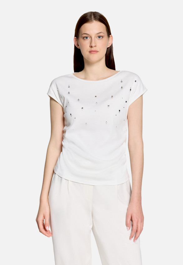 Casual-Shirt mit Rippenstruktur / Modellfoto Vorderseite