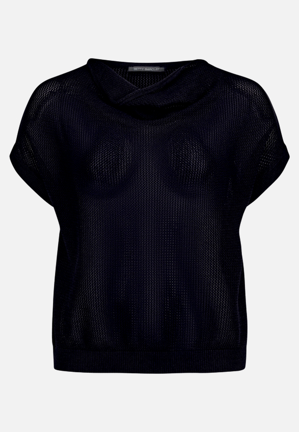 Lochstrick-Pullover mit Wasserfallausschnitt / Vorderseite