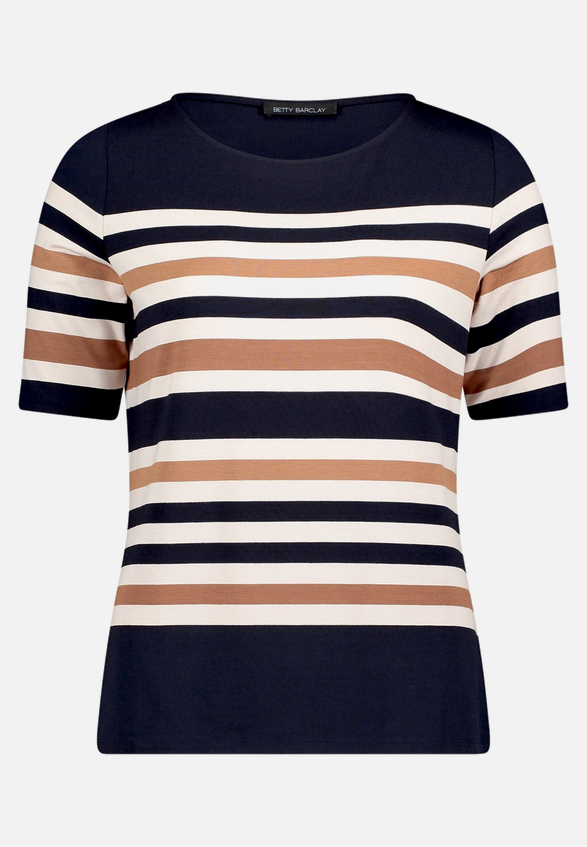 Gestreiftes T-Shirt  mit U-Boot Ausschnitt  / Vorderseite