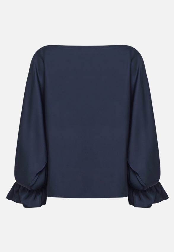 Satin-Bluse mit U-Boot-Ausschnitt / Rückseite