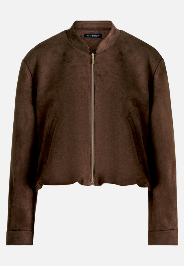 Velourslederjacke mit Stehkragen  / Vorderseite