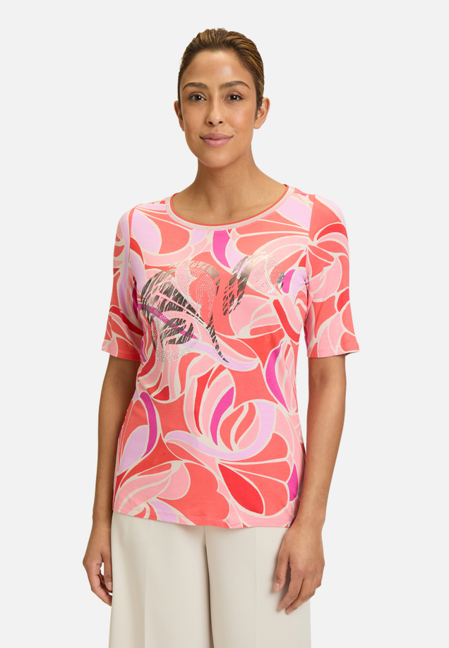 Printshirt mit Schmucksteinen / Modellfoto Vorderseite
