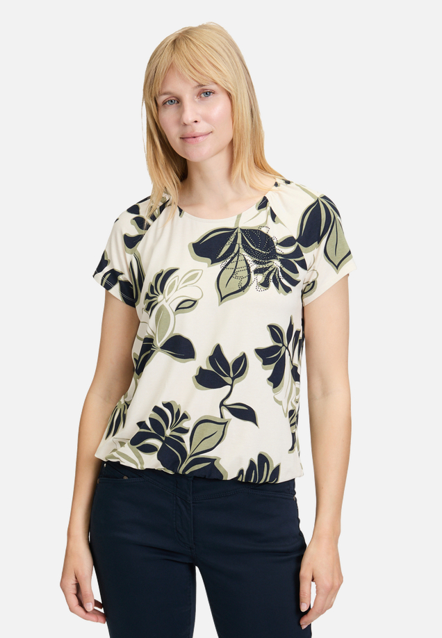 Printshirt mit Gummizug / Modellfoto Vorderseite