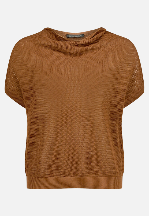 Lochstrick-Pullover mit Wasserfallausschnitt / Vorderseite