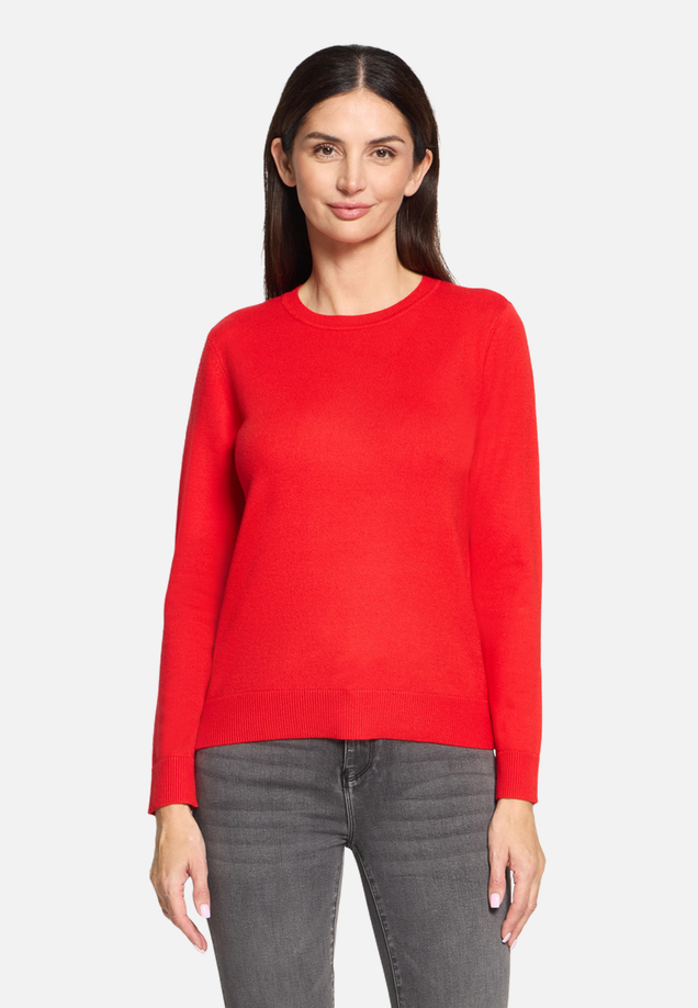 Basic-Strickpullover mit Rundhalsausschnitt / Modellfoto Vorderseite