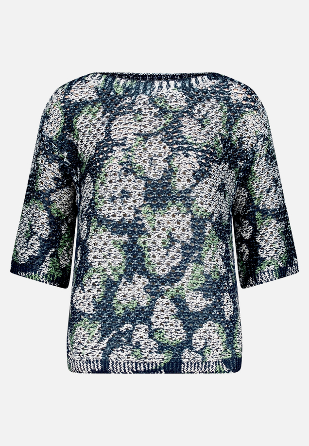 Lochstrick-Pullover  mit Blumenmuster / Vorderseite