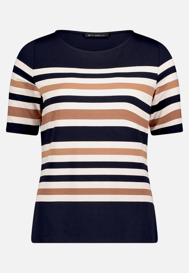 Gestreiftes T-Shirt  mit U-Boot Ausschnitt  / Vorderseite