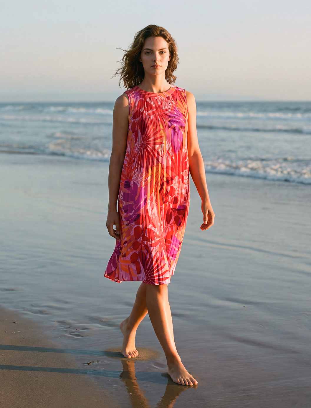 Plisseekleid mit floralem Muster